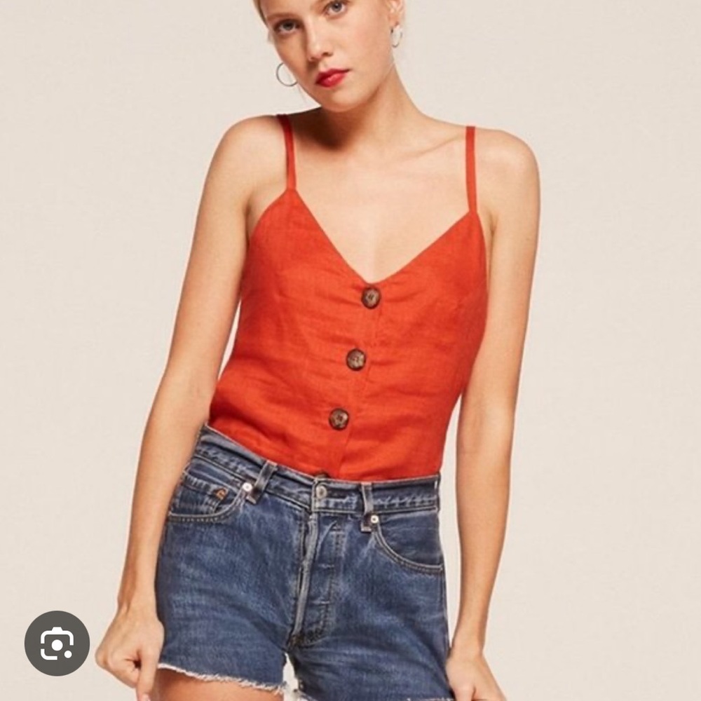 Reformation red linen button up tank XS ❤️
